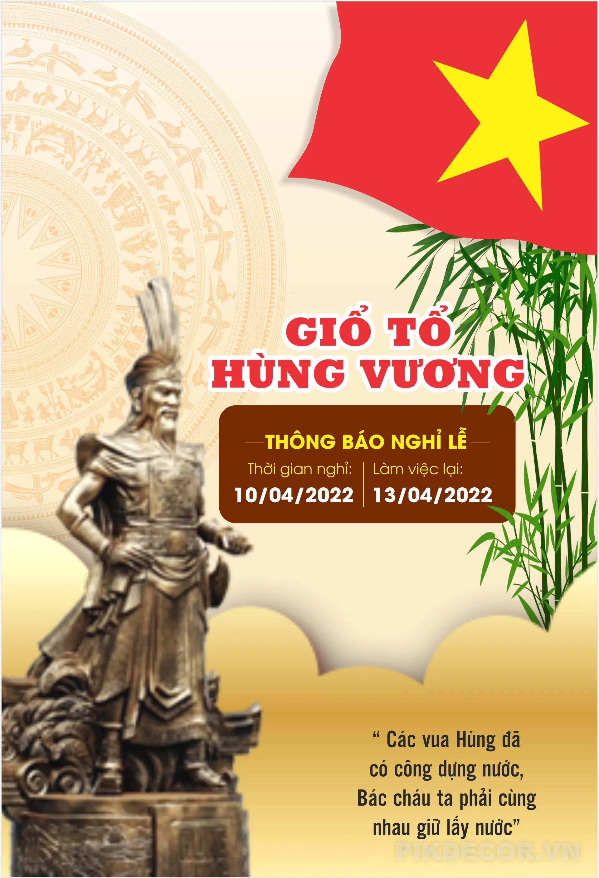 Mẫu Thông Báo Nghĩ Lễ Giổ Tổ Hùng Vương