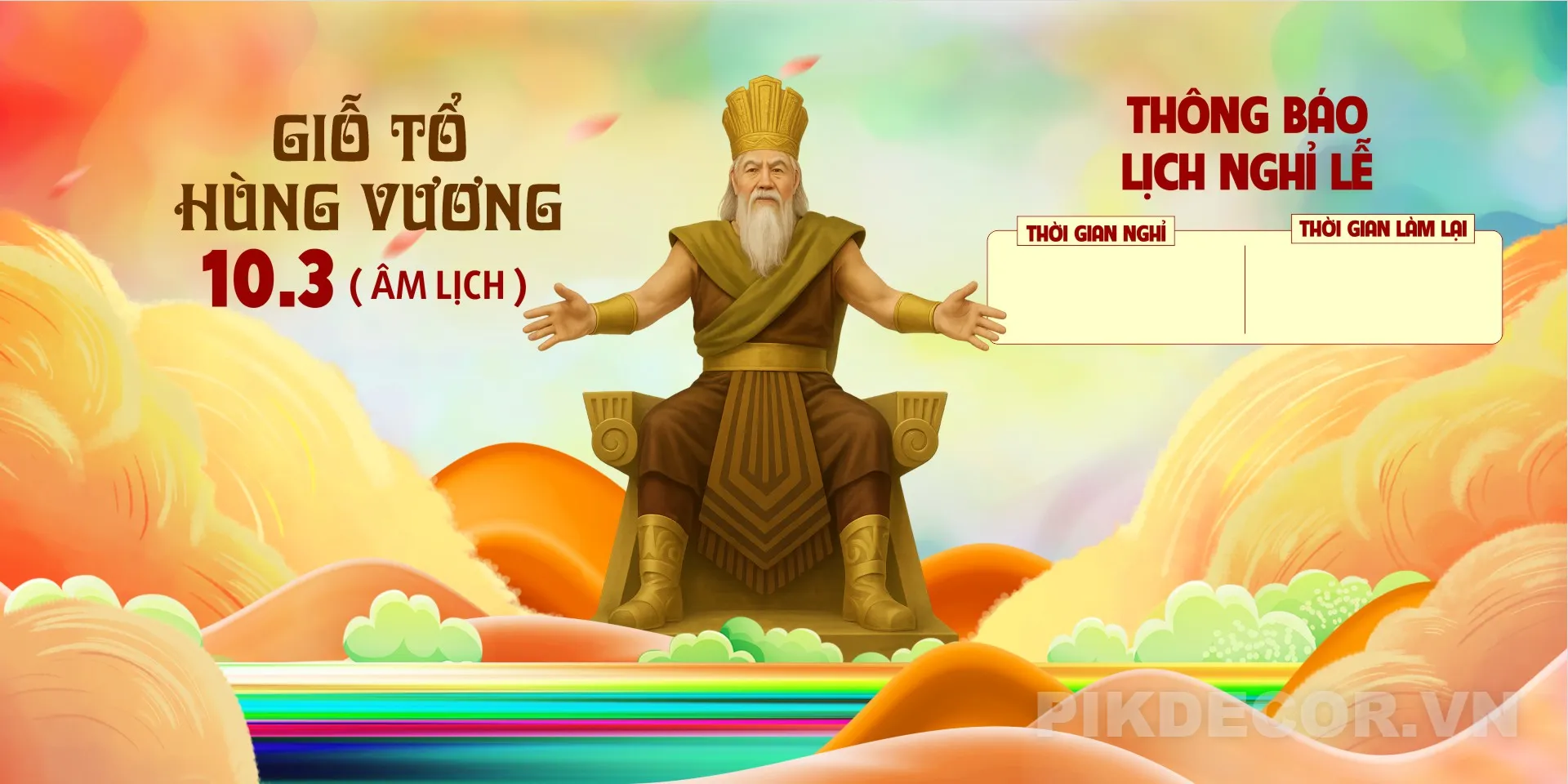 Banner Thông Báo Lịch Nghỉ Giỗ Tổ Hùng Vương – Template Psd/Ai Editable