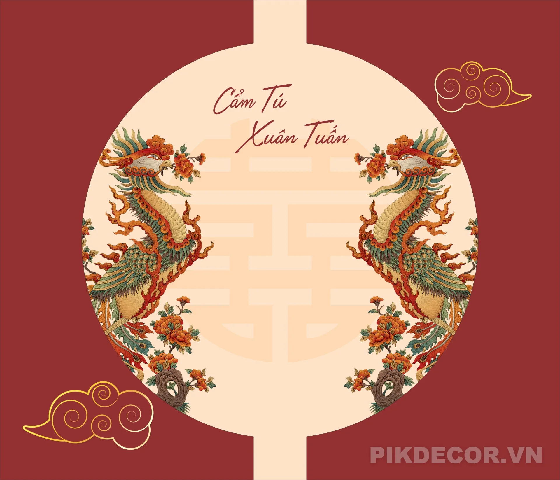 . Mẫu Trang Trí Backdrop Lễ Vu Quy Á Đông – Phoenix Wedding Backdrop 248