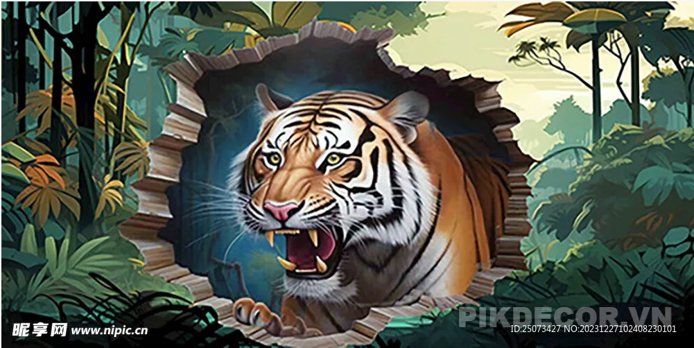 Template Tranh 3D Nội Thất – Thiết Kế Đẳng Cấp, Tranh Hổ 3D