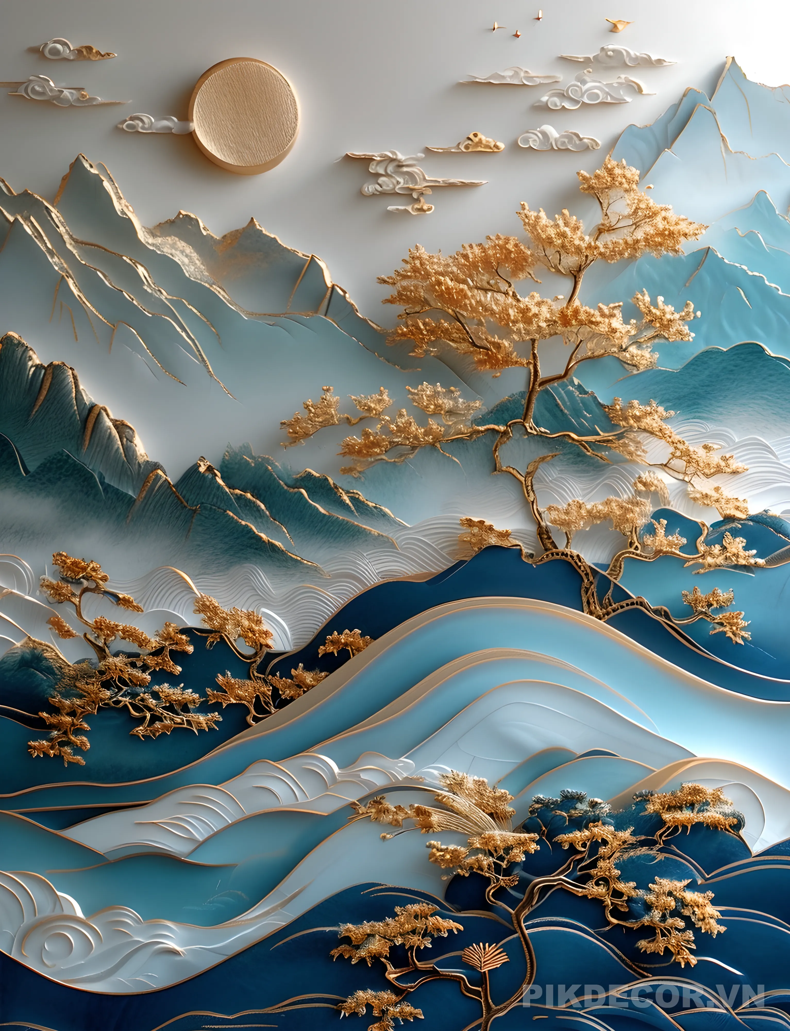 Mẫu Tranh 3D Tráng Gương Phong Cách Luxury – Decor Nội Thất Sang Trọng