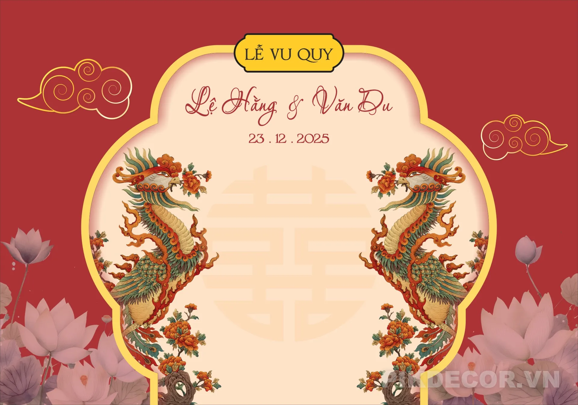 . Mẫu Trang Trí Backdrop Lễ Vu Quy Á Đông – Phoenix Wedding Backdrop