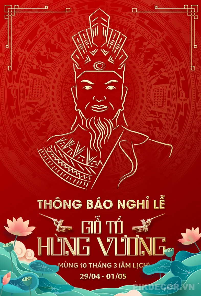 Poster Giỗ Tổ Hùng Vương Vector – Banner Đại Lễ Template (Psd, Ai, Png) 715