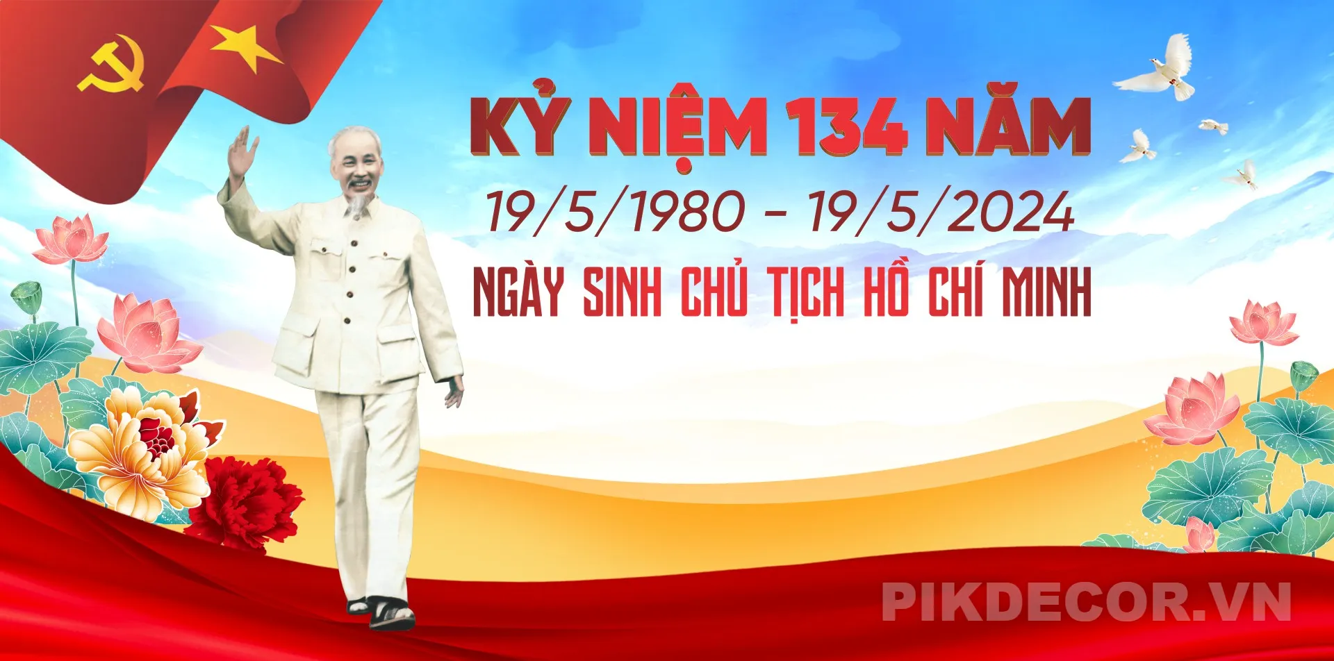 Backdrop Kỷ Niệm Sinh Nhật Bác Hồ 