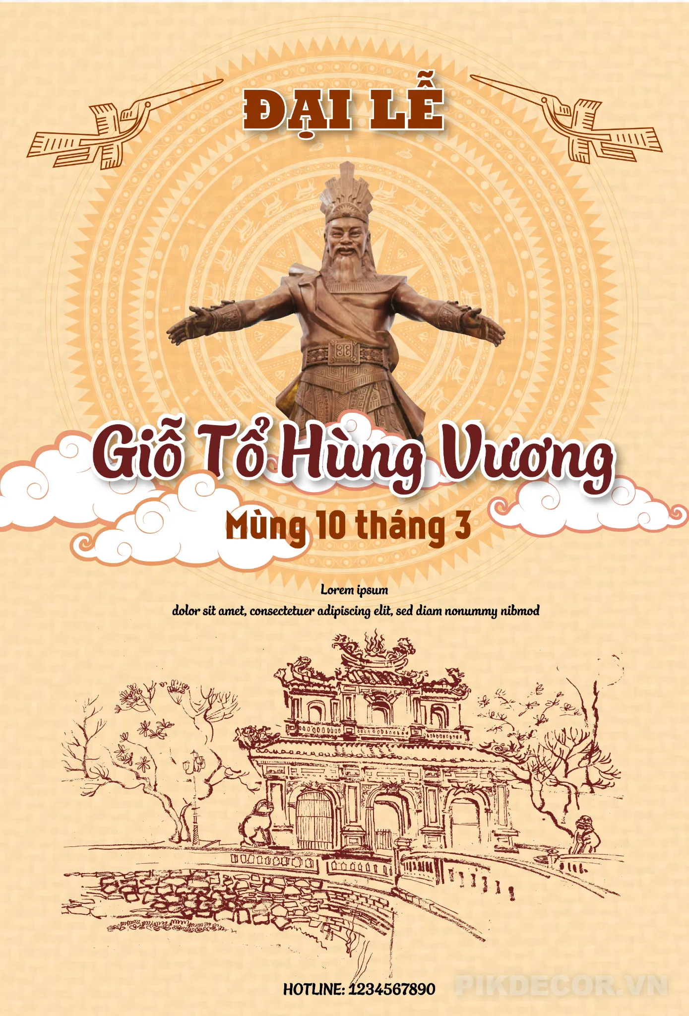 Poster Mừng Đại Lễ Giỗ Tổ Hùng Vương – Template PSD/AI Editable  265 142