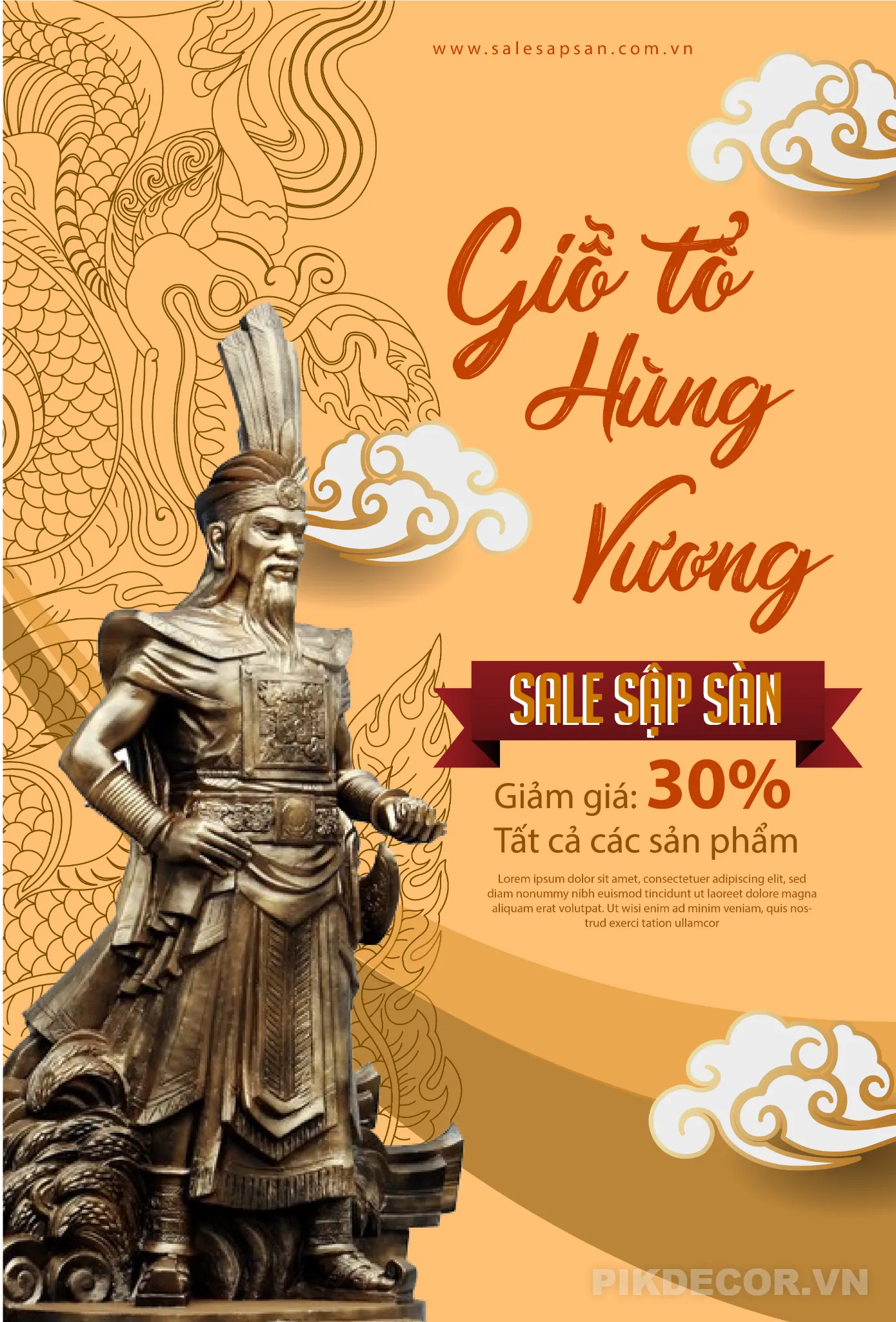 Poster Mừng Đại Lễ Giỗ Tổ Hùng Vương – Template PSD/AI Editable  265 725