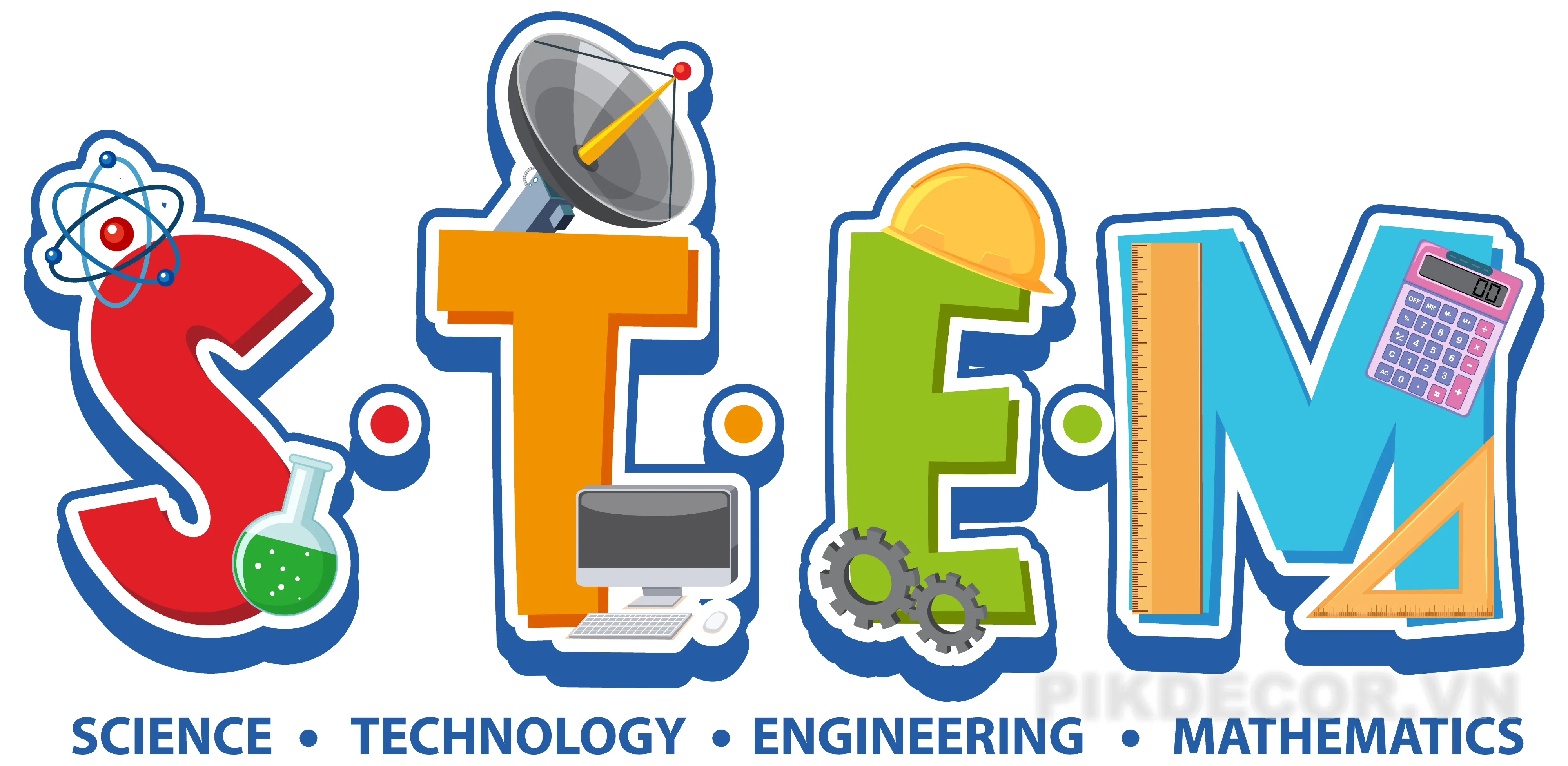 Mẫu Thiết Kế Stem Day Đẹp Nhất: Biểu Tượng Khoa Học Công Nghệ Kỹ Thuật Toán Học Sáng Tạo [File Vecto