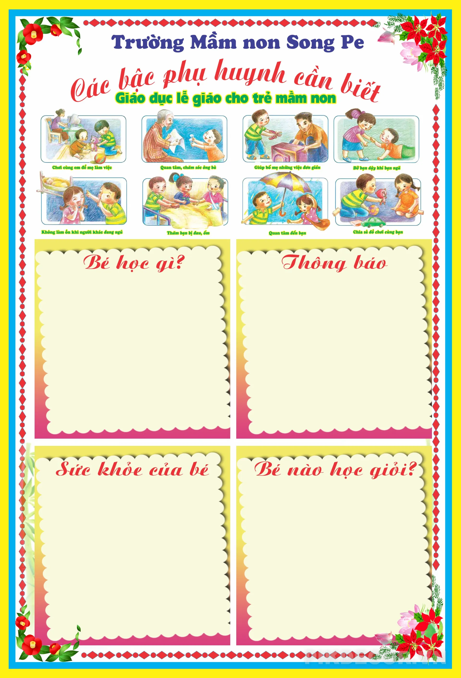 Góc Phụ Huynh Trường Mầm Non – Bảng Tuyên Truyền Sức Khỏe Cho Bé 317