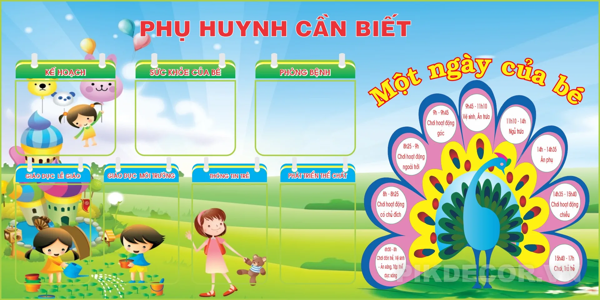 Mẫu Poster Góc Phụ Huynh Trường Mầm Non – Thông Tin Và Lịch Sinh Hoạt Bé
