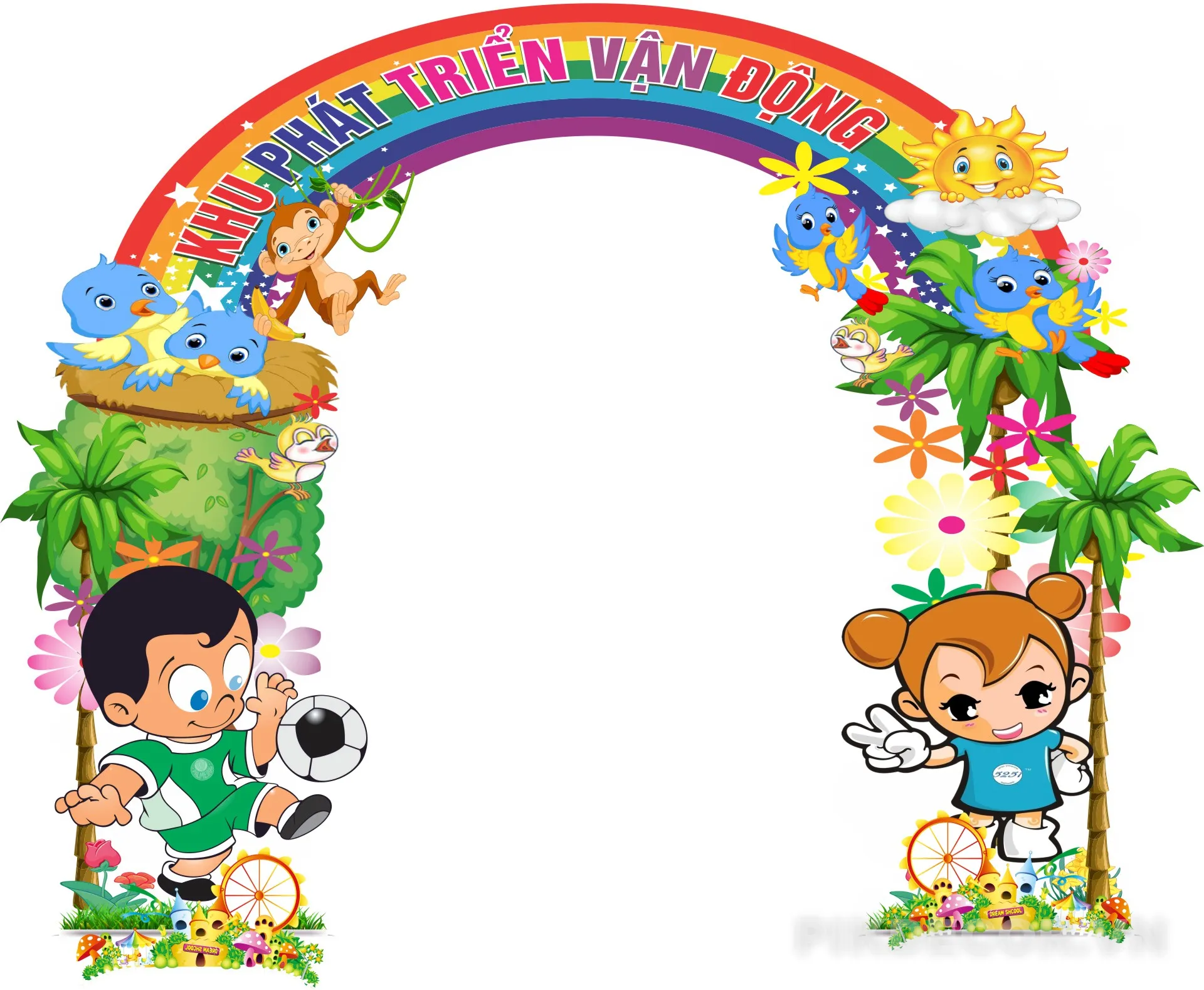 Ổng Trang Trí “Vườn Cổ Tích” Cho Trường Mầm Non – Backdrop Thiếu Nhi 354