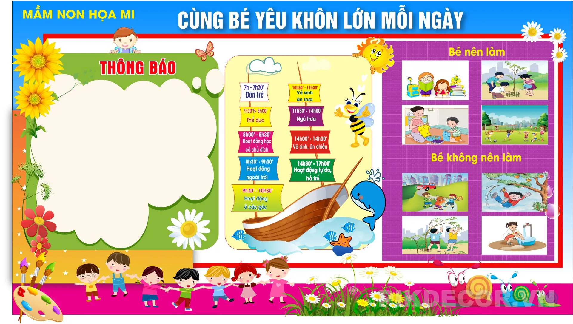 Poster Cùng Bé Yêu Khôn Lớn Mỗi Ngày – Bảng Tuyên Truyền Trường Mầm Non
