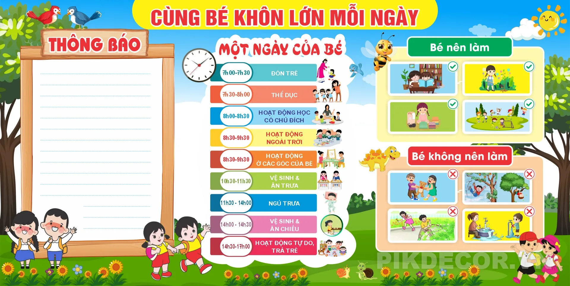 Poster Cùng Bé Yêu Khôn Lớn Mỗi Ngày – Bảng Tuyên Truyền Trường Mầm Non 553
