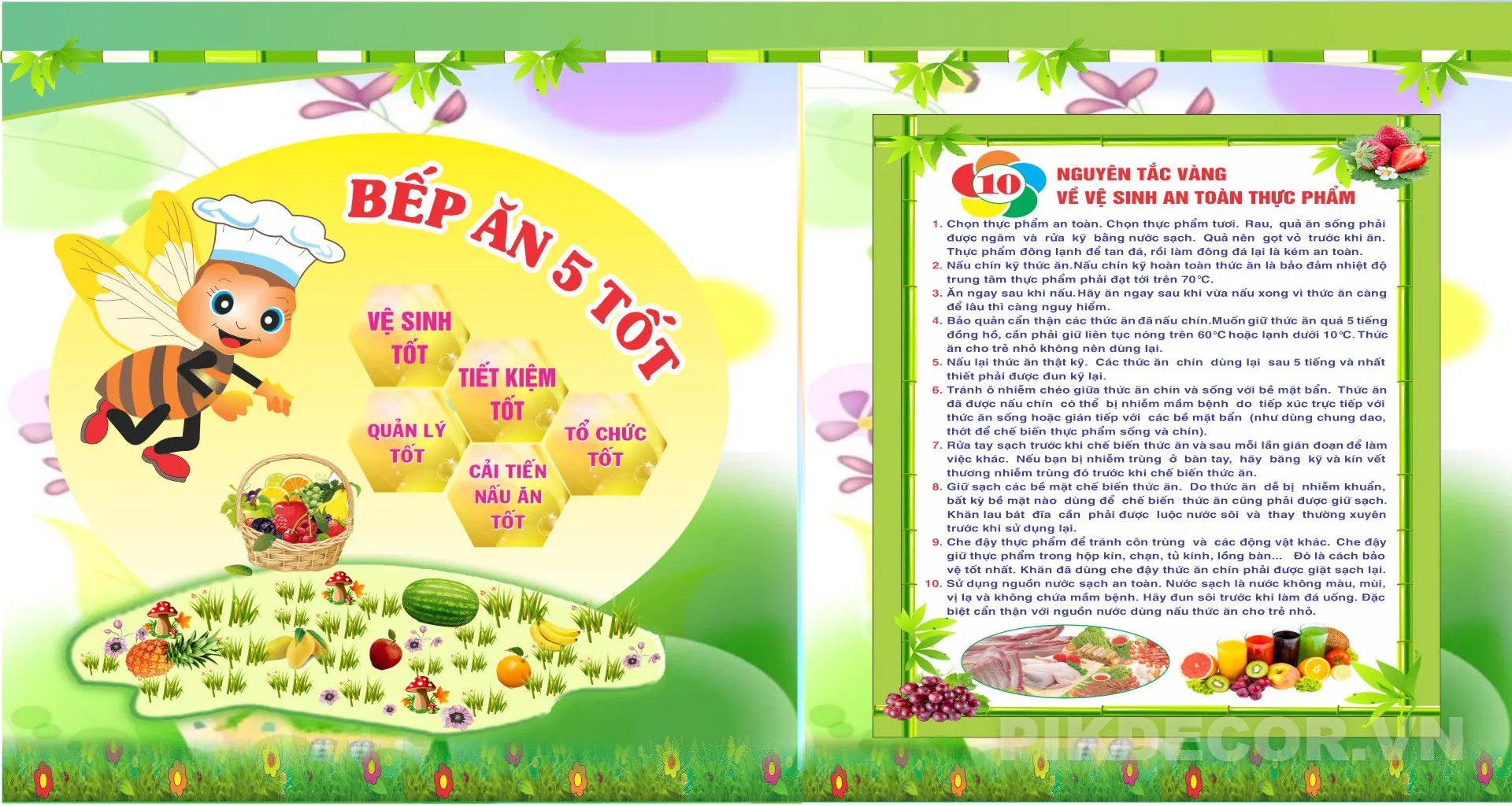 Poster Vệ Sinh An Toàn Thực Phẩm Cho Bếp Ăn Trường Học