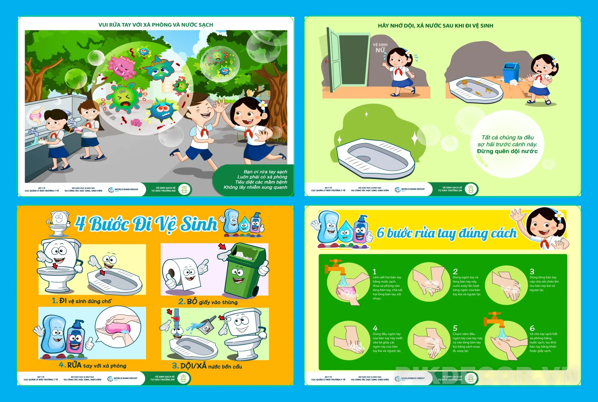 Poster Vệ Sinh Cá Nhân Cho Trẻ Em – Rửa Tay Và Đi Vệ Sinh Đúng Cách