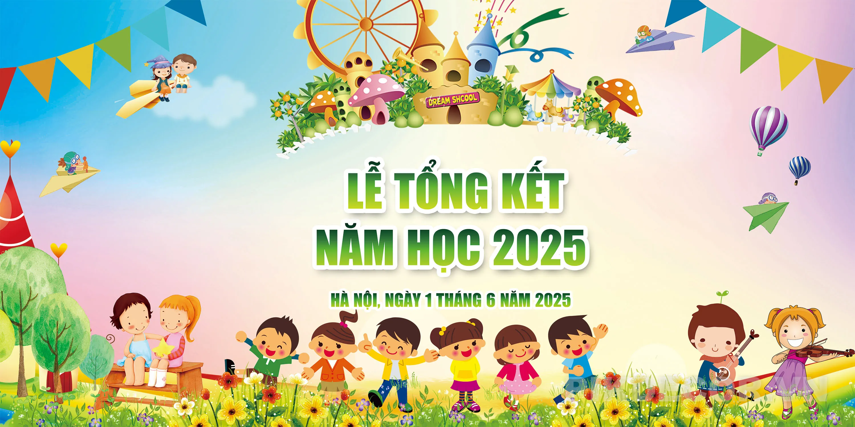 Backdrop Sự Kiện Tổng Kết Năm Học Trường Mầm Non