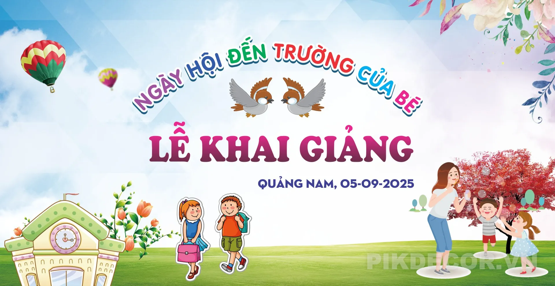 Banner Lễ Khai Giảng Trường Mầm Non – Backdrop Sự Kiện Trường Học