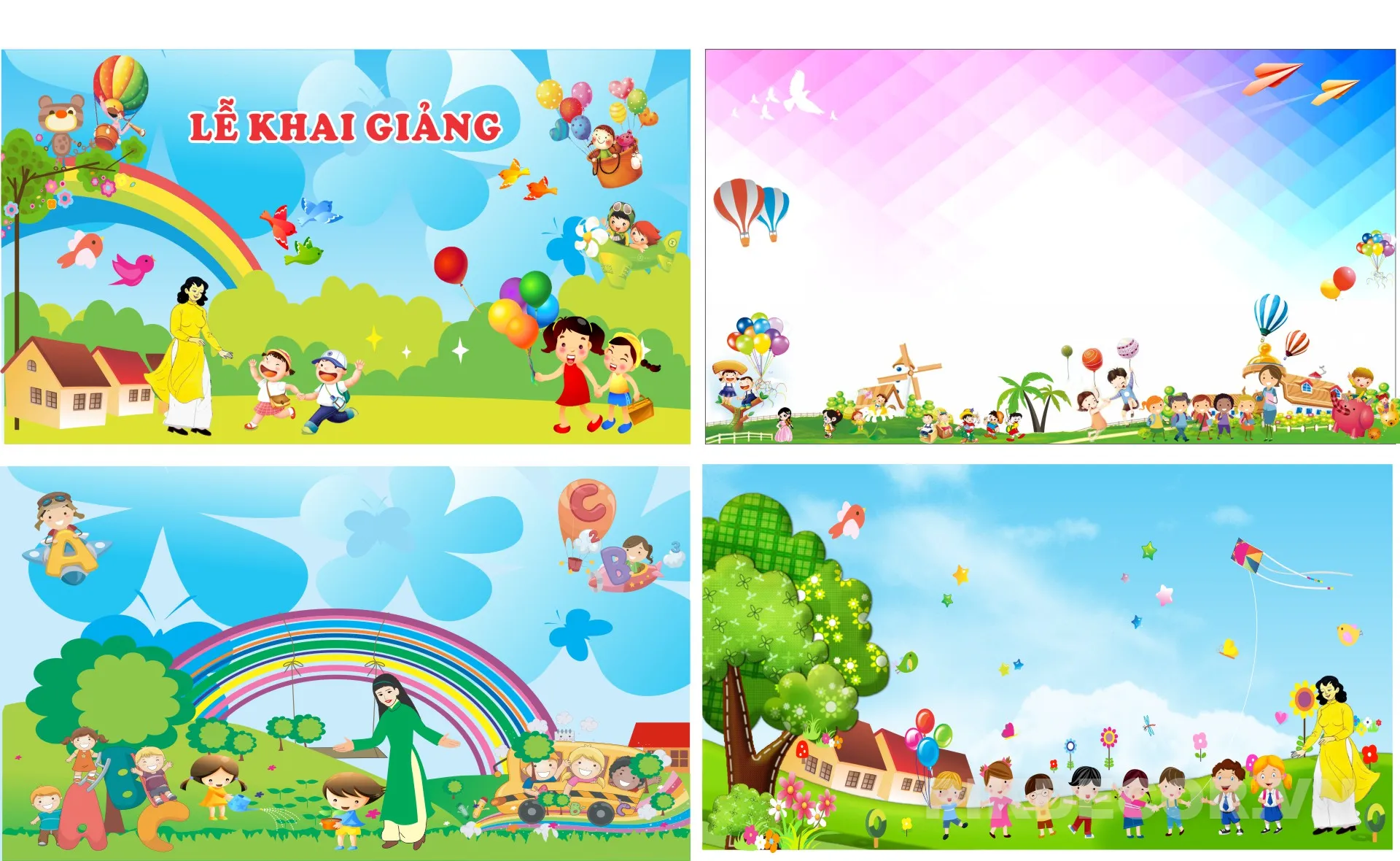 Mẫu Backdrop Khai Giảng Năm Học Mới – Trang Trí Sân Khấu Trường Mầm Non 282