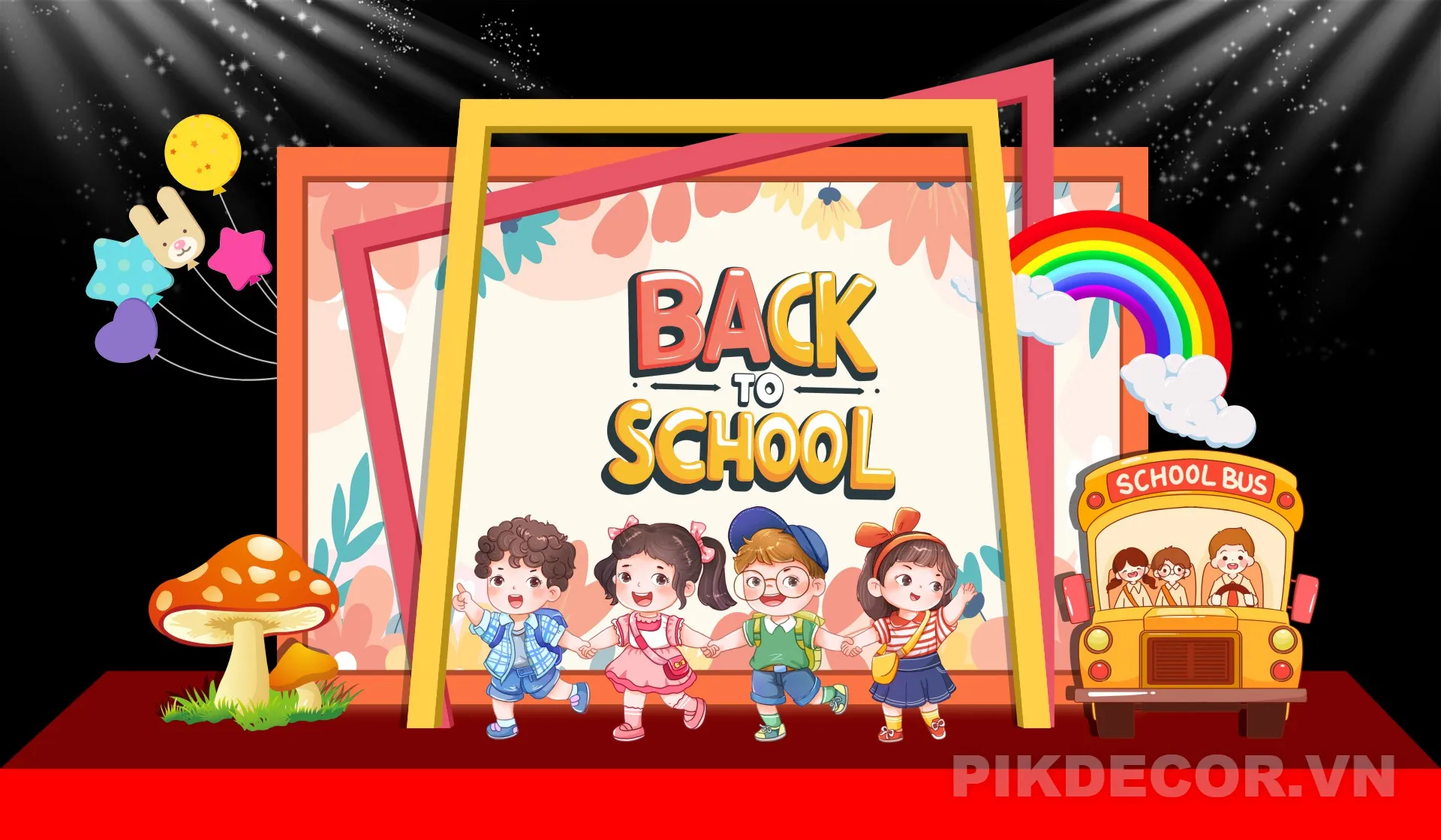 Mẫu Backdrop Khai Giảng Mầm Non – Thiết Kế Chalkboard Hiện Đại 712