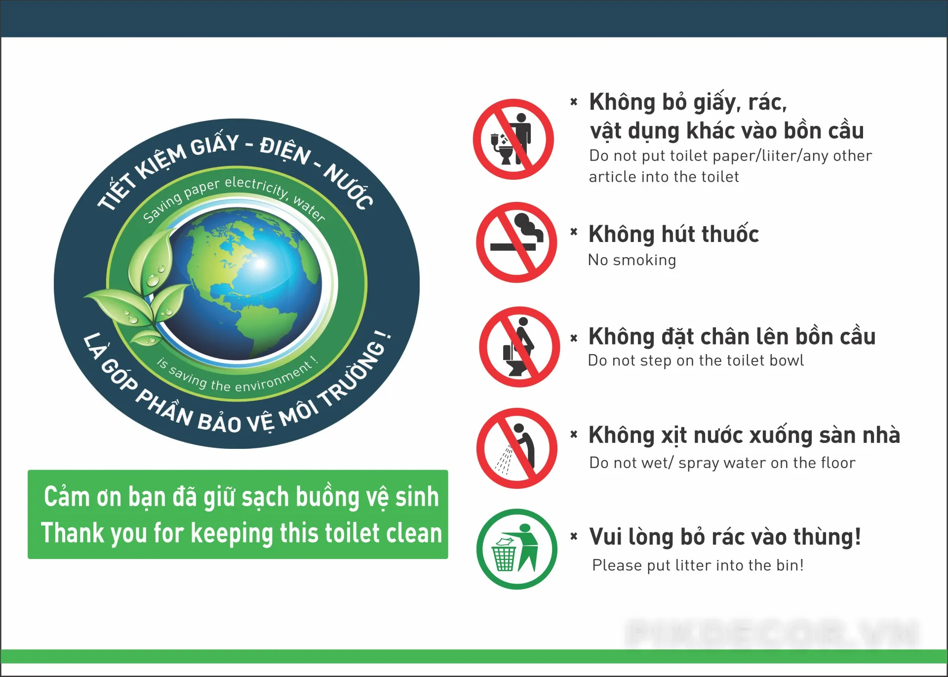 Mẫu Bảng Tiết Kiệm Điện Nước