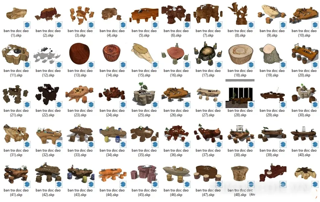 50+ Mẫu Bàn Trà Đẳng Cấp– File Sketchup Nội Thất Full Model