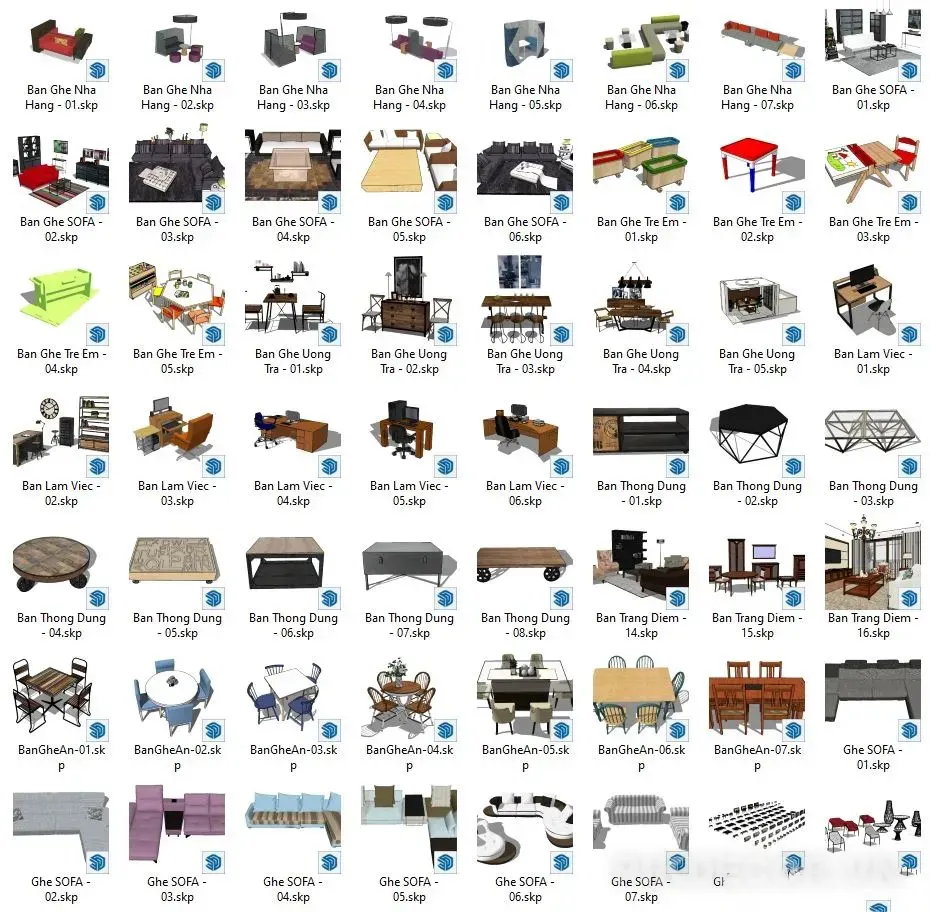 1556+ Bàn Ghế Sketchup