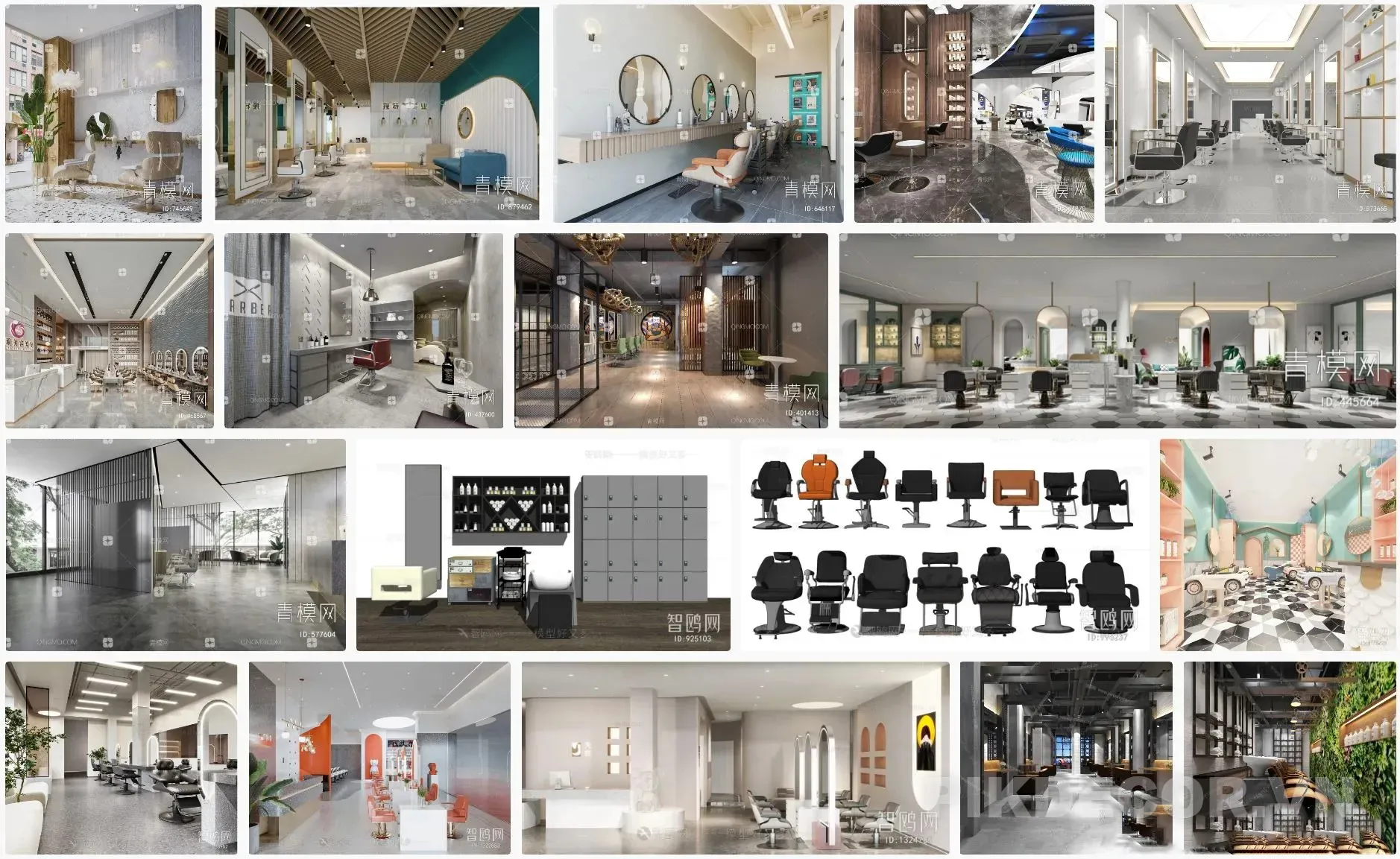 Top 20 Mẫu Thiết Kế Salon Tóc Đẹp – Không Gian Hair Salon Ấn Tượng, File Sketchup