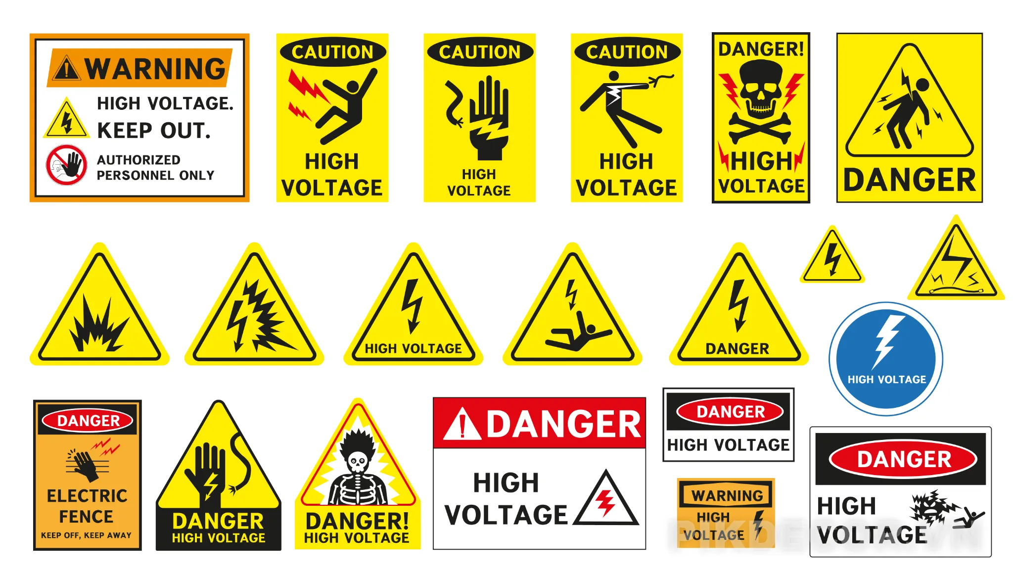 Biển Cảnh Báo Điện Giật Vector – High Voltage Warning Sign (Ai, Svg, Png)