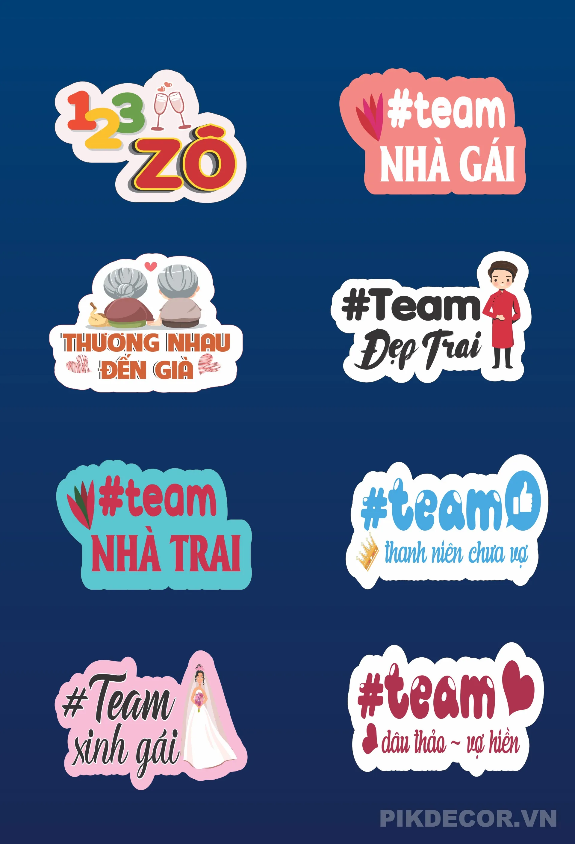 Tổng Hợp Hashtag Cầm Tay Đám Cưới Team Bride Team Groom Vector 689