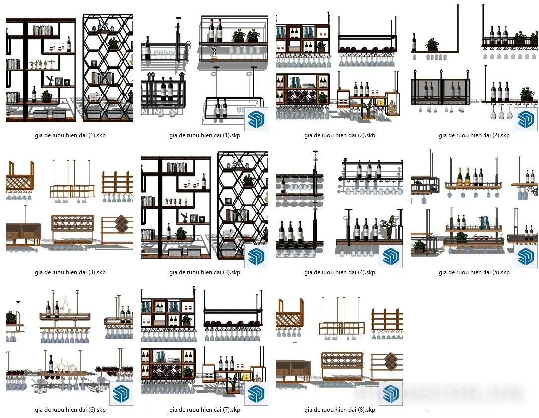Tổng Hợp Mẫu Kệ Tủ Rượu Đẹp + File Sketchup Nội Thất Tải Miễn Phí