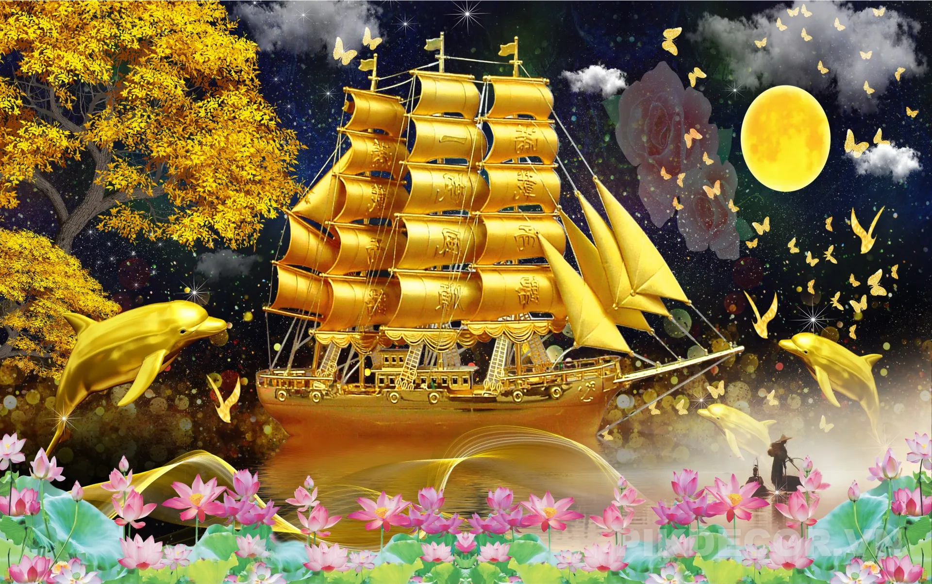 Tranh 3D Thuận Buồm Xuôi Gió Luxury