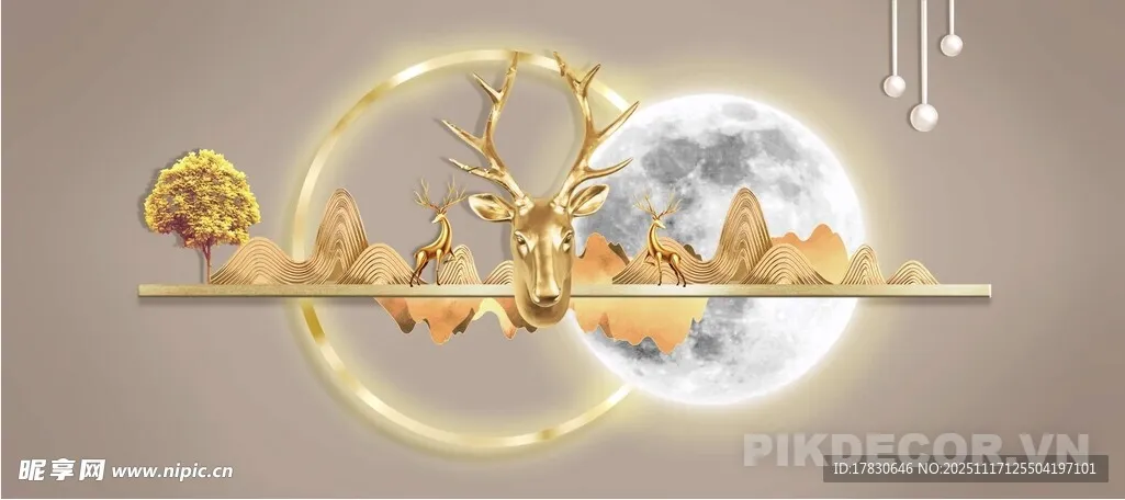 Tranh 3D Trang Trí Phòng Khách Hiện Đại – Núi Trừu Tượng Luxury Cao Cấp 394