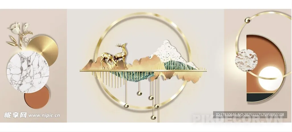 Tranh 3D Trang Trí Phòng Khách Hiện Đại – Núi Trừu Tượng Luxury Cao Cấp 863