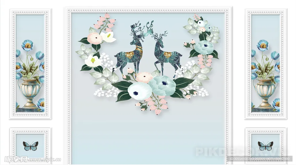 Tranh Tráng Gương 3D Hươu Hoa Nghệ Thuật – Trang Trí Phòng Khách Hiện Đại, Sang Trọng