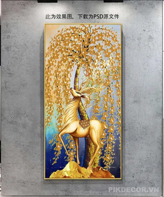 Tranh Tráng Gương 3D Hươu Hoa Nghệ Thuật – Trang Trí Phòng Khách Hiện Đại, Sang Trọng 543